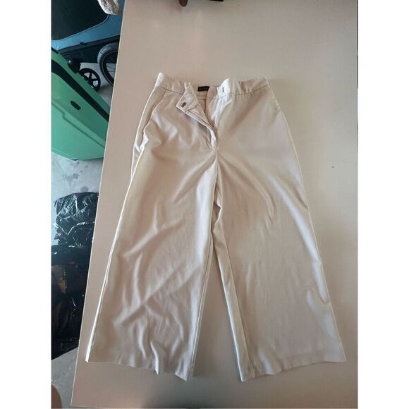 Zara Basic White Wide Leg Crop Pants Womens Size S (A) - Picture 3 of 12